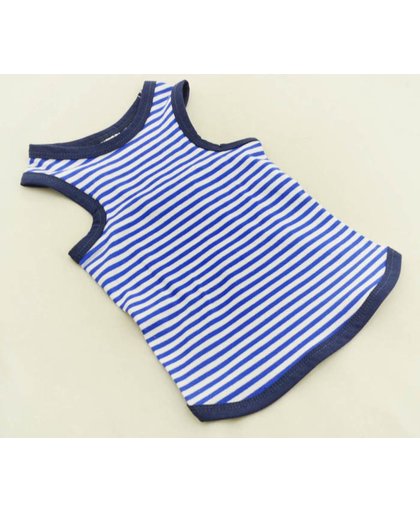 Tank top shirt gestreept blauw / wit - XS (lengte rug 18 cm, omvang borst 31 cm, omvang nek 22 cm)