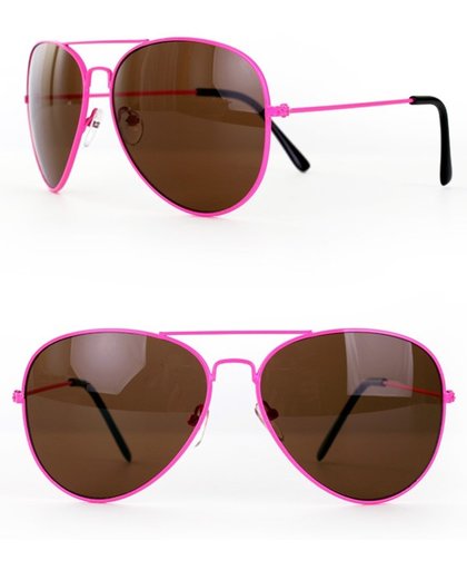 Zonnebril/ Pilotenbril fluo Pink