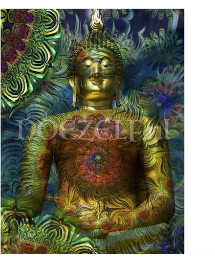 Flower Boeddha – Diamond Painting 30x40  (Volledige bedekking - Vierkante steentjes)