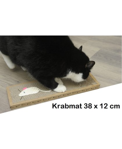 Krabmat 38 cm - Met muis van touw - Inclusief zakje kattenkruid - Kat - Poes