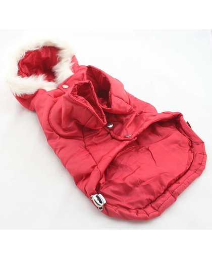 Winterjas voor de hond in de kleur rood - XXS (lengte rug 16 cm, omvang borst 23 cm, omvang nek 17cm)