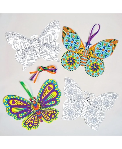 Creatieve decoratieset met vlinders die kinderen kunnen ontwerpen, verven en tonen – zomerknutselset voor kinderen (8 stuks per verpakking)