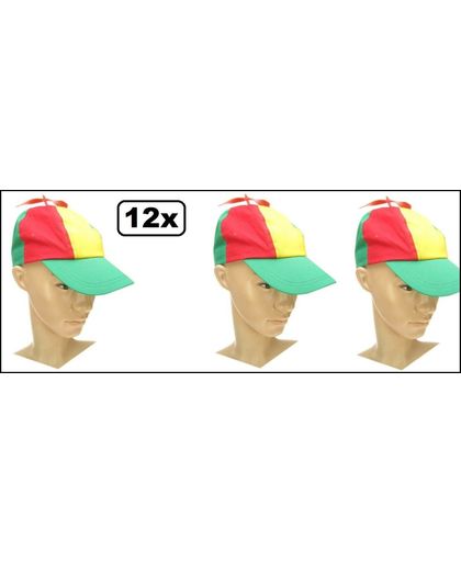 12x Baseball cap propeller rood/geel/groen