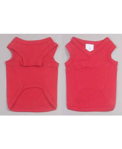 Tank top shirt rood zonder mouw met v hals. - XXL (lengte rug 41 cm, omvang borst 56 cm, omvang nek 40 cm)