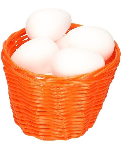 Oranje paasmandje met piepschuim eieren 14cm  mandjes met paaseieren