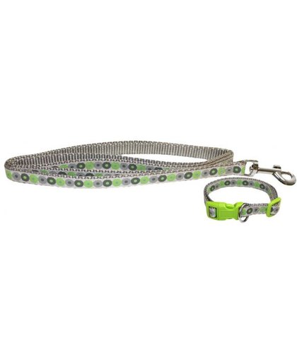 Little Rascals Puppy Halsband met Lijn - Groen