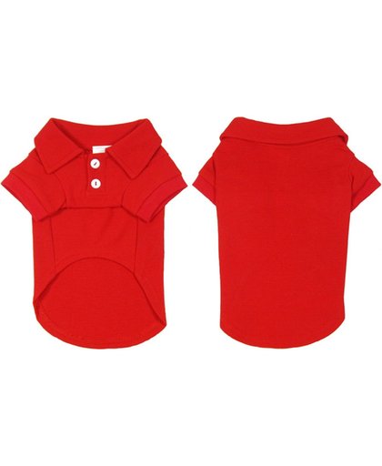 Polo shirt voor de hond in de kleur rood - XS (lengte rug 18 cm, omvang borst 31 cm, omvang nek 22 cm)