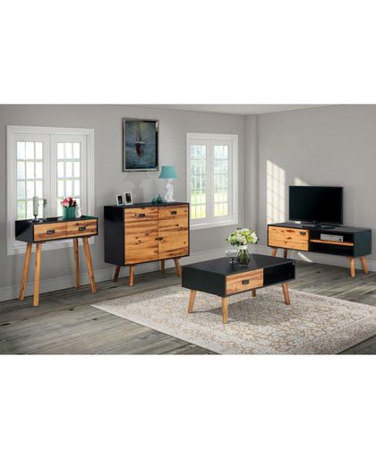 vidaXL Four Piece Living Room Furniture Set Solid Acacia Wood