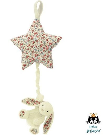 Jellycat muziekdoos konijn, Blossom Cream Bunny Star Musical Pull 28 cm