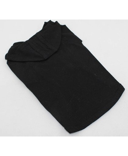 Hoodie sweater zwart korte mouw voor de hond - L (lengte rug 32 cm, omvang borst 40 cm, omvang nek 30 cm)