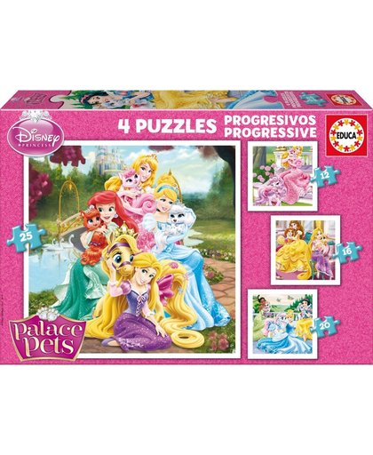 Educa Disney Prinsessen Palace Pets 4 progressieve puzzels van 12 - 16 - 20 - 25 stukjes