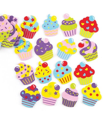 Stickers van foam in de vorm van cupcakes   Een creatief knutsel- en decoratieproduct voor kinderen (120 stuks per verpakking)