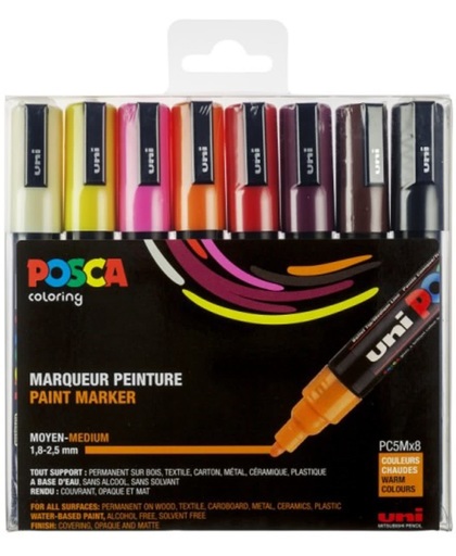 Uni Posca Stiften Warm Colors PC5M 2.5 mm lijn