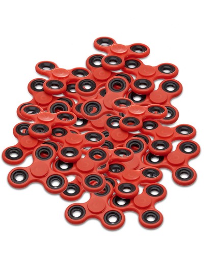relaxdays 25 x Fidget Spinner in rood - hand spinner - Tri-spinner - Professioneel