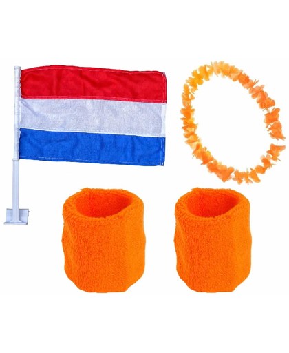 Nederland Fanset 4-delig Polsband/autovlag/hawaï Krans