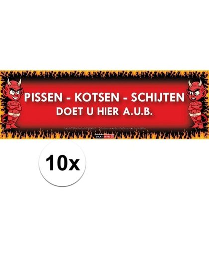 10x Sticky Devil Pissen-Kotsen-Schijten doet u hier a.u.b. grappige teksen stickers