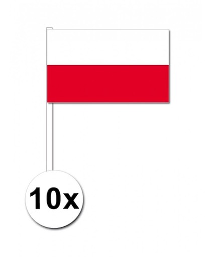 10 zwaaivlaggetjes Polen 12 x 24 cm