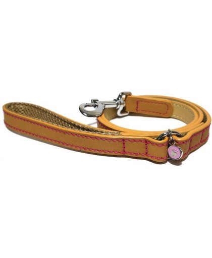 Luxury Leather Looplijn Puppy / Kleine Hond Zand Met Studs - 10 MM X 100 CM