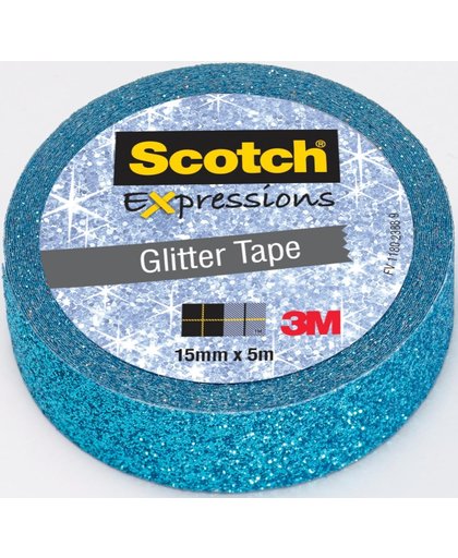 18x Scotch Expressions glitter tape, 15mmx5 m, blauw