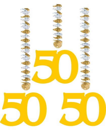 50 Jaar Gouden Hangdecoratie - 3 stuks