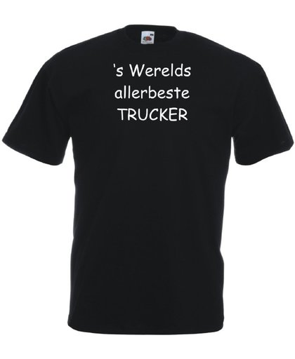 Mijncadeautje T-shirt - 's Werelds beste Trucker - - unisex - Zwart (maat L)