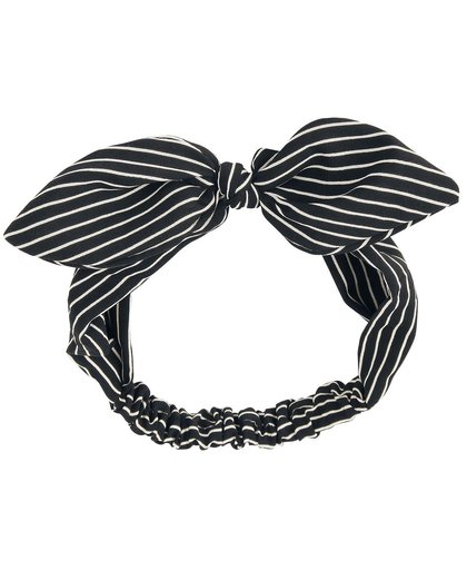 Banned Striped Bow Haarband zwart-wit