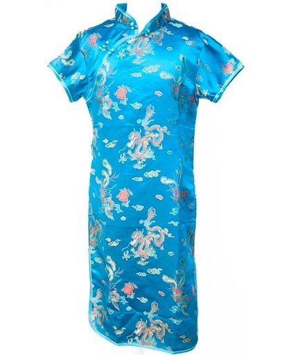 Chinese jurk - Blauw - Maat 92/98 (4) - Verkleed jurk - Prinsessen jurk