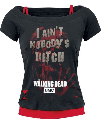 The Walking Dead Nobody&apos;s Bitch Girls shirt zwart-rood