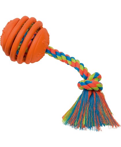 Nobby Rubberen bal met touw - Oranje - 30 cm