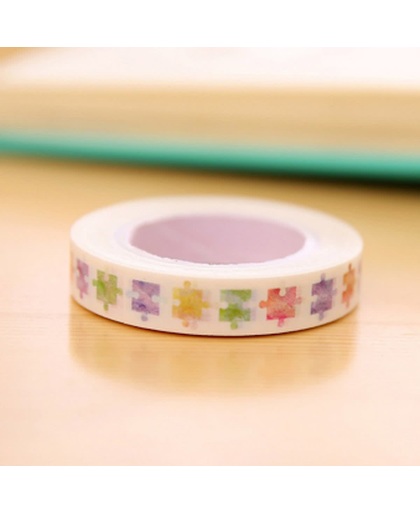 Gekleurde Puzzelstukjes Smalle Washi Tape 10m.