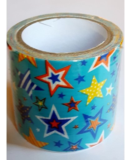 LeuksteWinkeltje masking tape Blauw met Sterren T - decoratie washi papier tape - 48 mm x 4 m