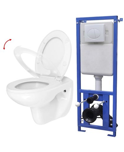 Hangend toilet met stortbak en soft-close bril keramiek wit