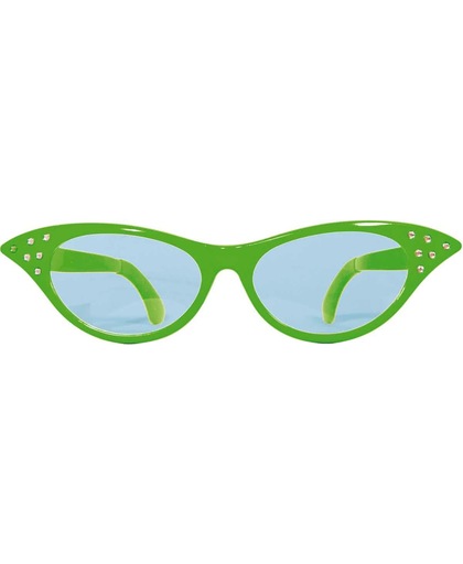 Vlinderbril XXL groen met diamantframe