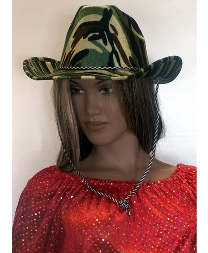 Toppers cowboyhoed camouflage groen