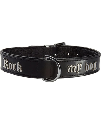 Bobby Halsband Rock My Dog, leder met applicatie, 75 cm Zwart