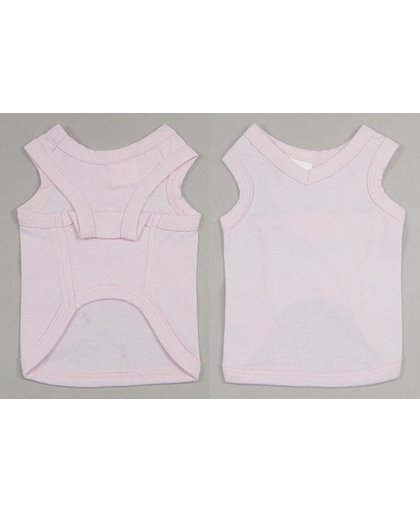 Tank top shirt licht roze zonder mouw met v hals. - XL (lengte rug 37 cm, omvang borst 48 cm, omvang nek 34 cm)