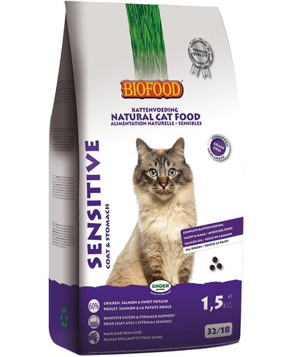 Biofood cat sensitive coat & stomach kattenvoer 1,5 kg