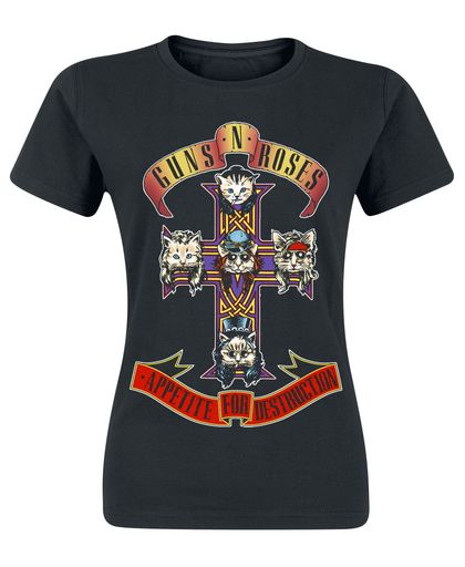Guns N&apos; Roses Appetite For Destruction - Kitty Cross Girls shirt zwart