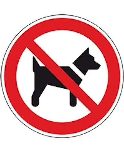 Verbodssticker ‘Verboden dieren mee te nemen’, ISO 7010, Ø 200 mm