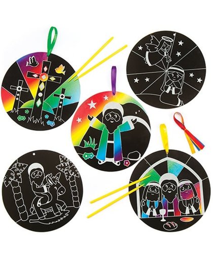 Kraskunstdecoraties met Goede Week-thema voor kinderen   Leuke knutsel- en decoratiesets voor jongens en meisjes (6 stuks per verpakking)