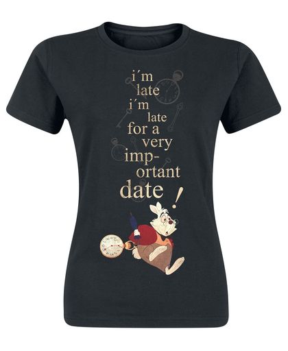 Alice in Wonderland Important Date Girls shirt zwart