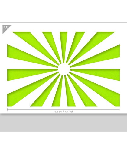 A5 Zonneschijn Japanse Vlag Sjabloon – Karton Stencil - Zonneschijn is 18,6cm breed - Stencil voor airbrush, schilderen, muren, meubilair, taarten en andere doeleinden. Ook geschikt voor kinderen