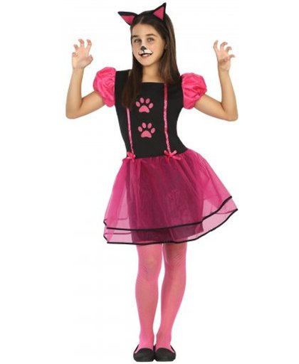 Zwart en roze katten kostuum voor meisjes - Verkleedkleding - 104/110