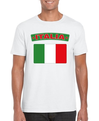 Italie t-shirt met Italiaanse vlag wit heren - maat L