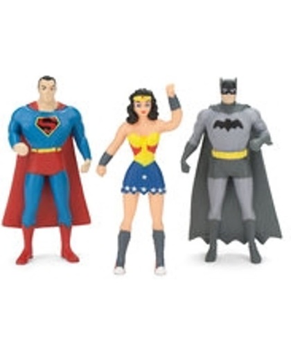DC Comics - 3 figuurtjes: Batman, Superman en Wonder Woman - buigbaar - 7,5 cm hoog