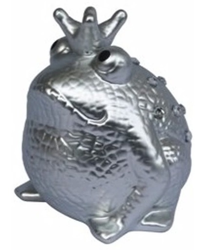 Spaarpot kikker koning zilver 18 cm type 3