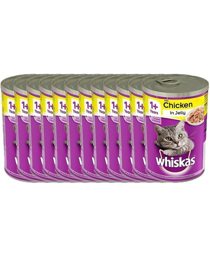 Whiskas Kip in gelei - Kattenvoeding - 12 x 390gr - Voordeelverpakking