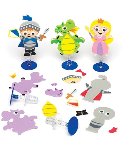 Sets met opspringende ridders en draken die kinderen kunnen ontwerpen, maken en versieren – creatieve speelgoedknutselset voor kinderen (6 stuks per verpakking)