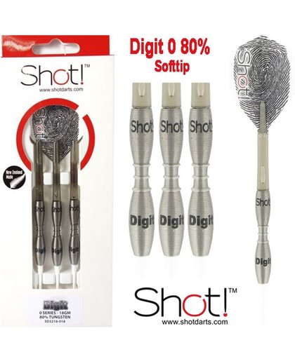 Shot! Digit-0 90% Tungsten 20 gram Softtip Dartpijlen