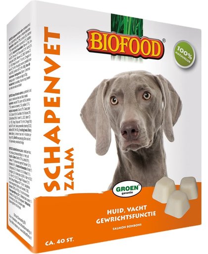 Biofood Schapenvetbonbons met Zalm - Hond - Voedingssupplement -  3 x 40 bonbons